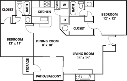 2 Bed 2 Bath Small